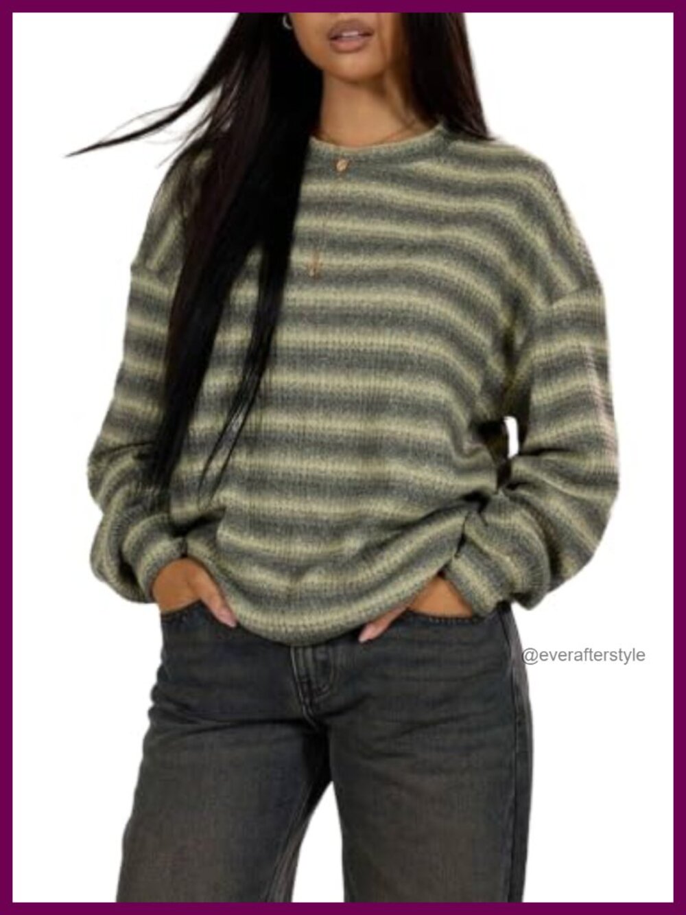 Waffle Knit Pullover Sweater Loose Fit Long Sleeve